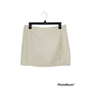 Gap Cream Ecrue All Over Lace Lined Neutral Mini Skirt